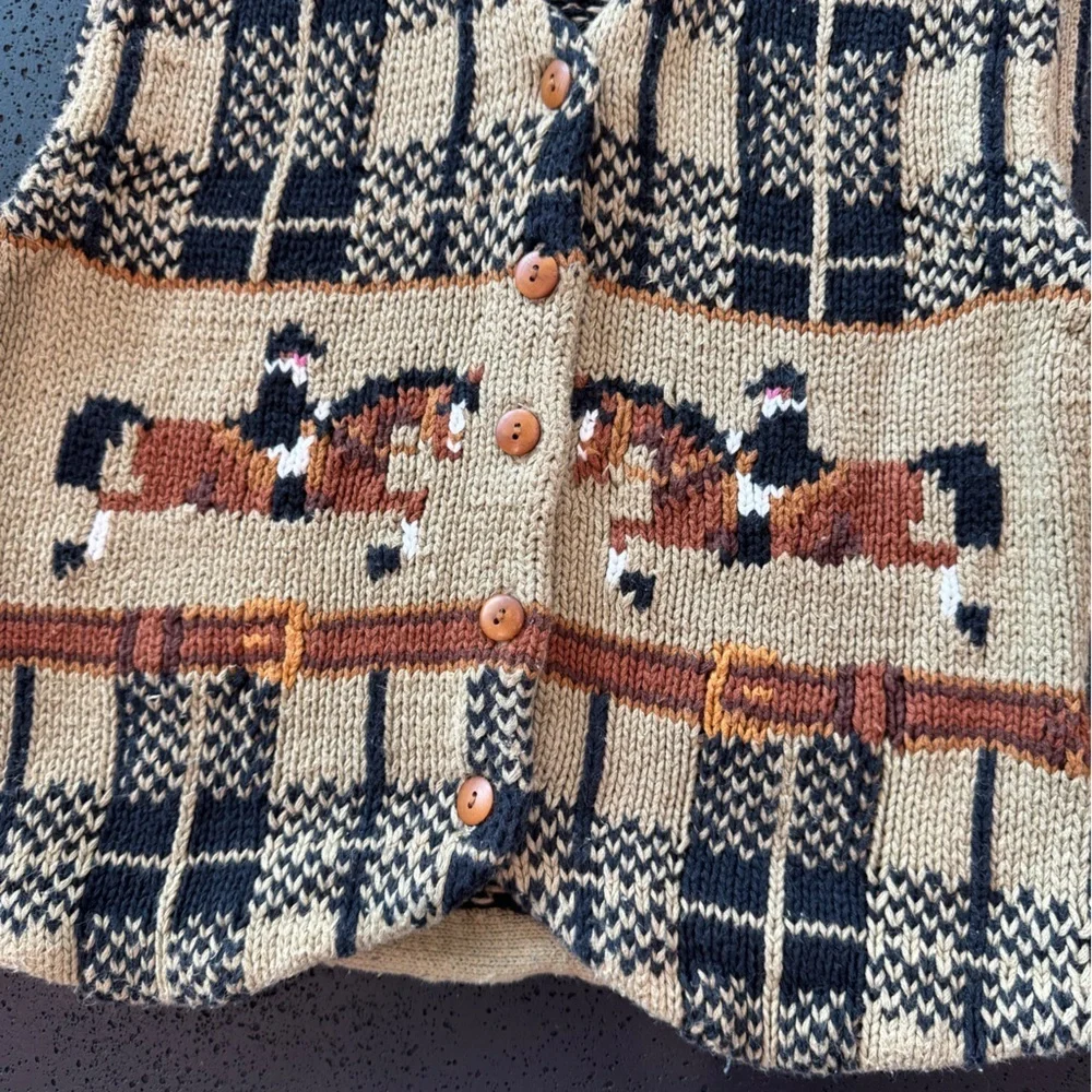 MILLER’S VINTAGE Knit Equestrian Rodeo Horse Sweater Vest Size Medium VGUC - Picture 7 of 9